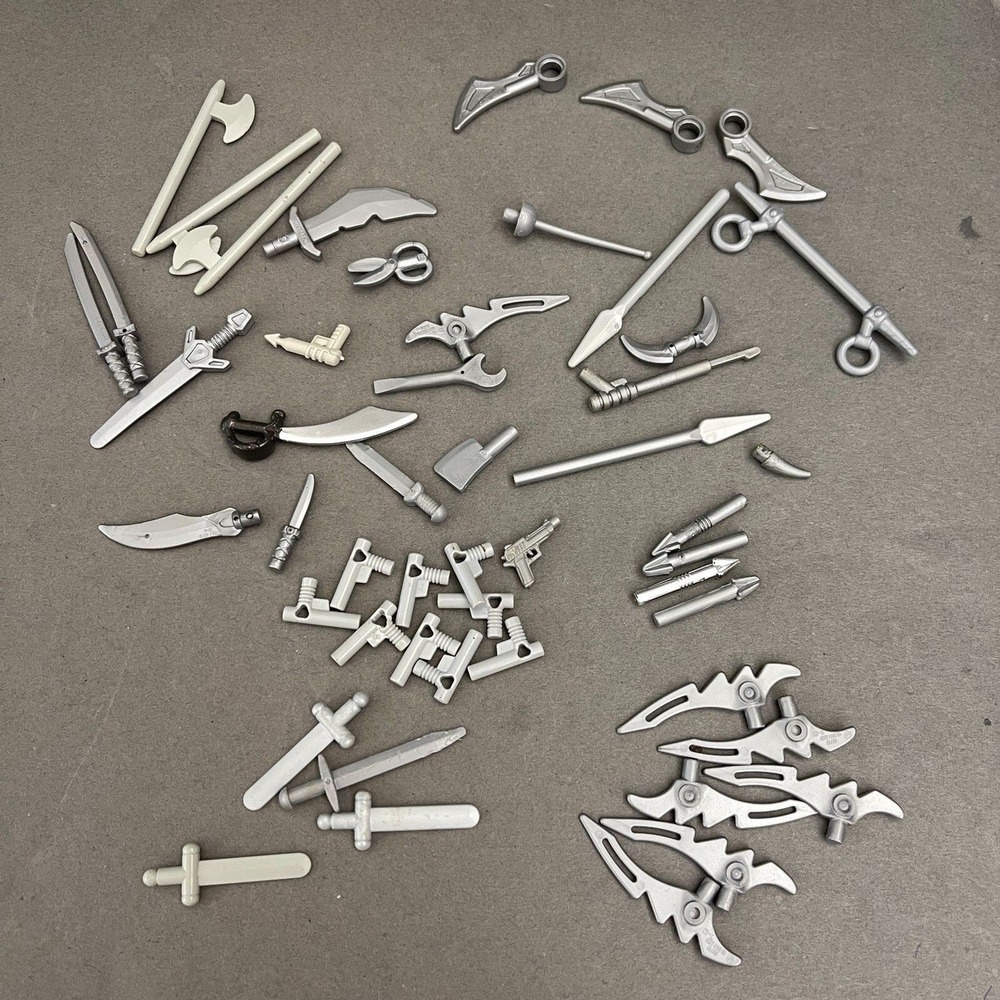 Lego Weapons Guns Swords Knives Spears Gray Replacement Parts Pieces Lot of 50